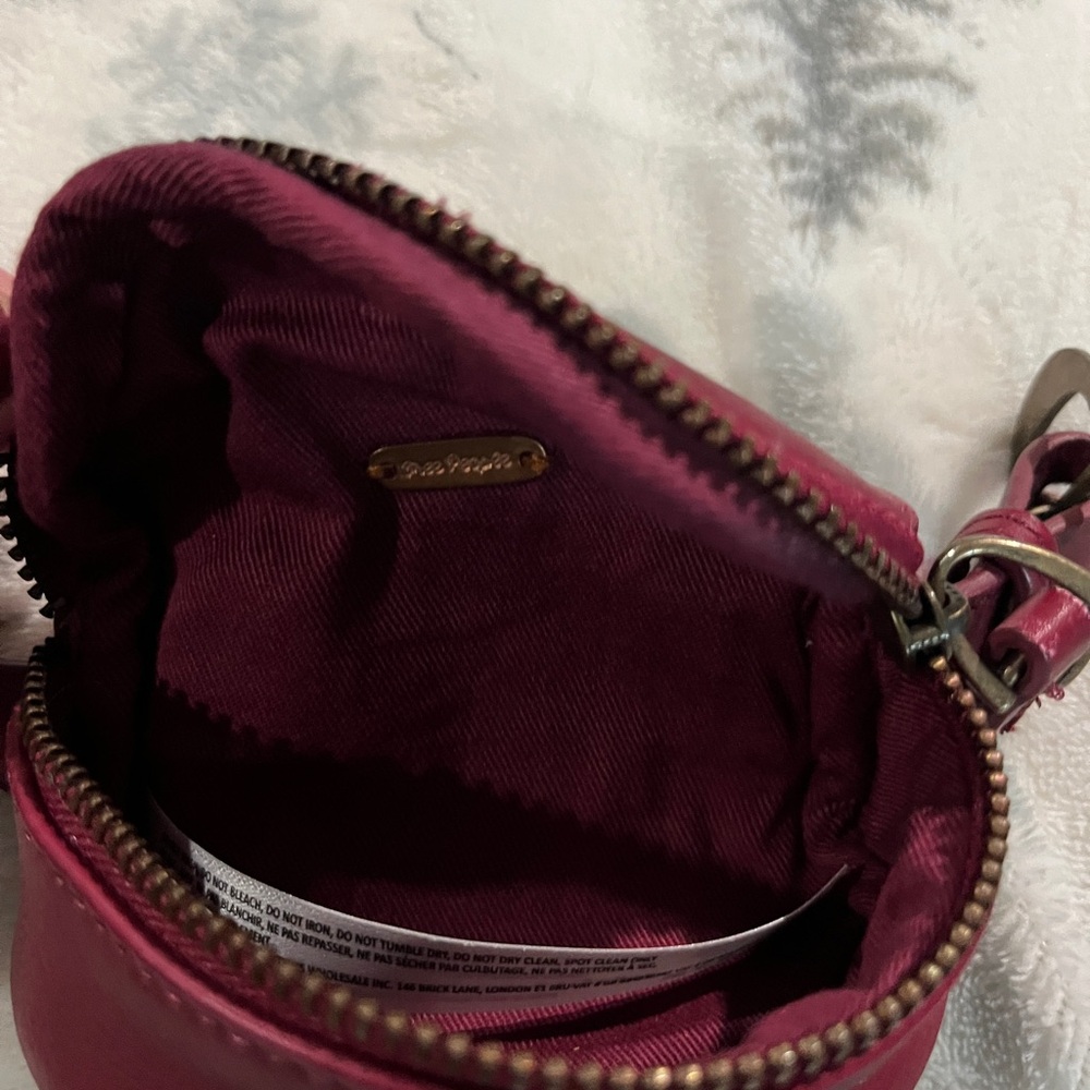 Free People Burgundy Leather Belt Bag with Buckle - Picture 2 of 4